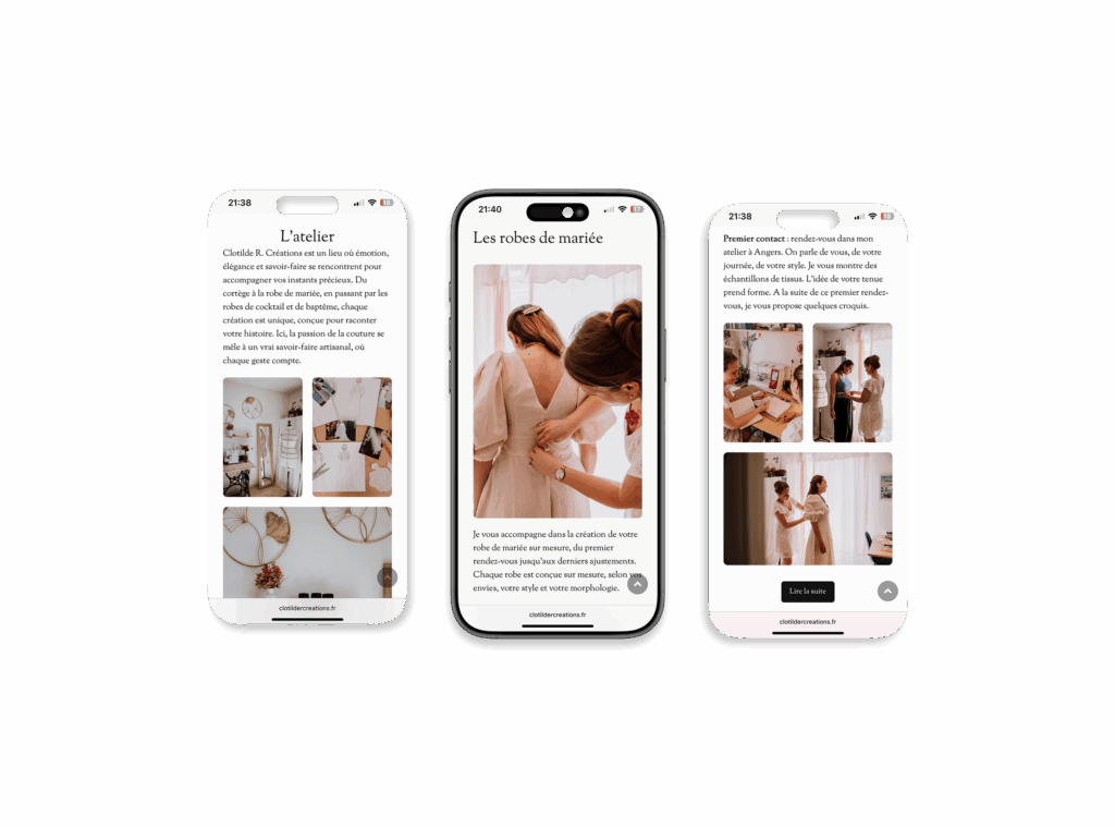 Version mobile du site Internet de Clotilde R créations